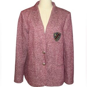 Vintage Tommy Hilfiger Academic Blazer Crest Gold Button Academia Maroon Heather